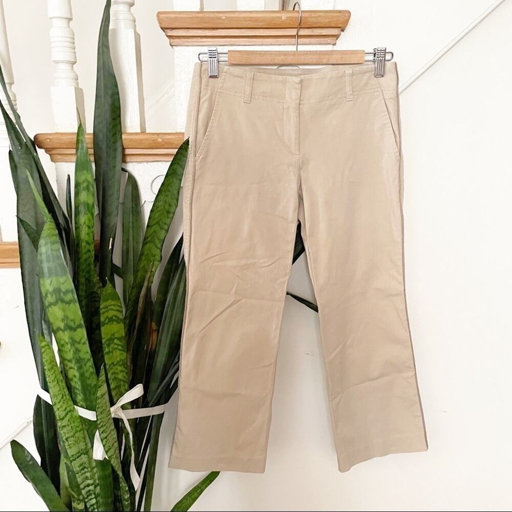 THEORY tan stripe side capri pants pockets sz 4